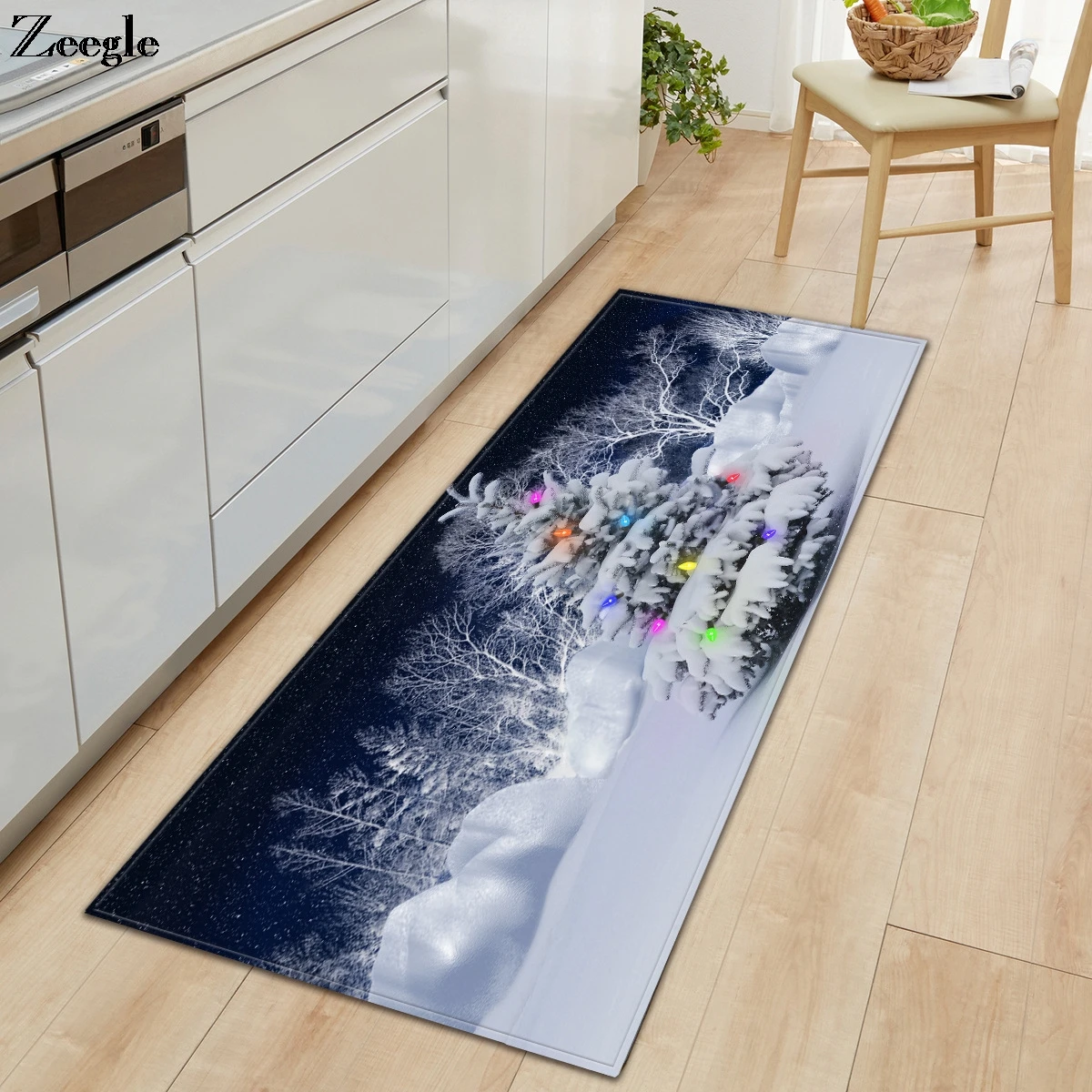 Zeegle Christmas Carpet Living Room Rug Anti-slip Kitchen Carpet Bathroom Shower Mat Soft Kids Room Carpet Foot Mat Floor Rug