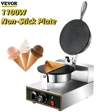 Vevor elétrica sorvete cone crepe fabricante placa antiaderente crocante ovo rolo waffle cone máquina de cozimento comercial eletrodomésticos
