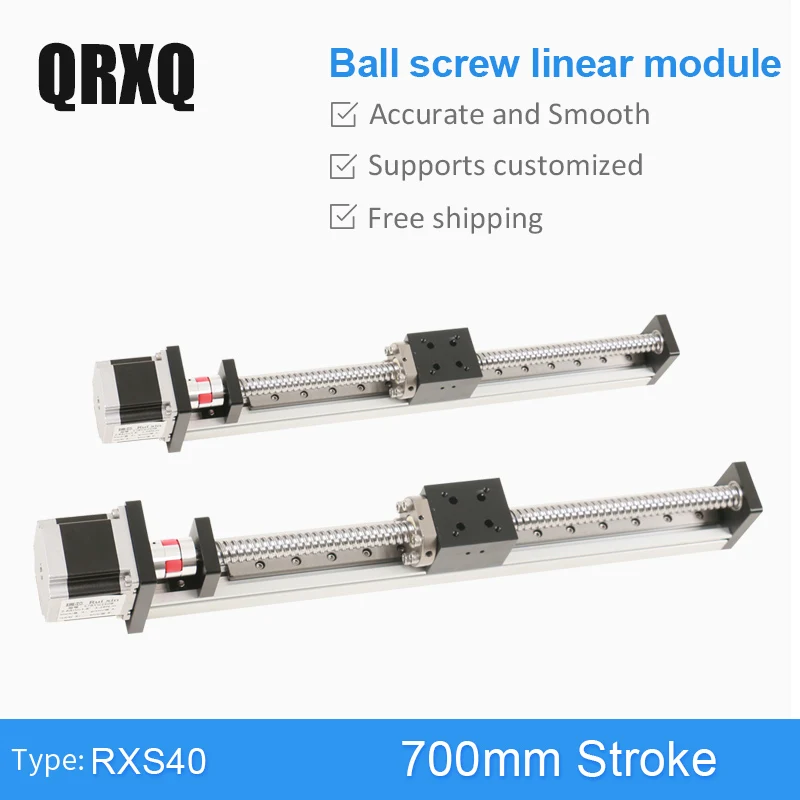 RXS40 Ball Screw 700mm CNC Motorized Linear Guide Rail Stepper Motor Stage Linear Module For X Y Z DIY Router