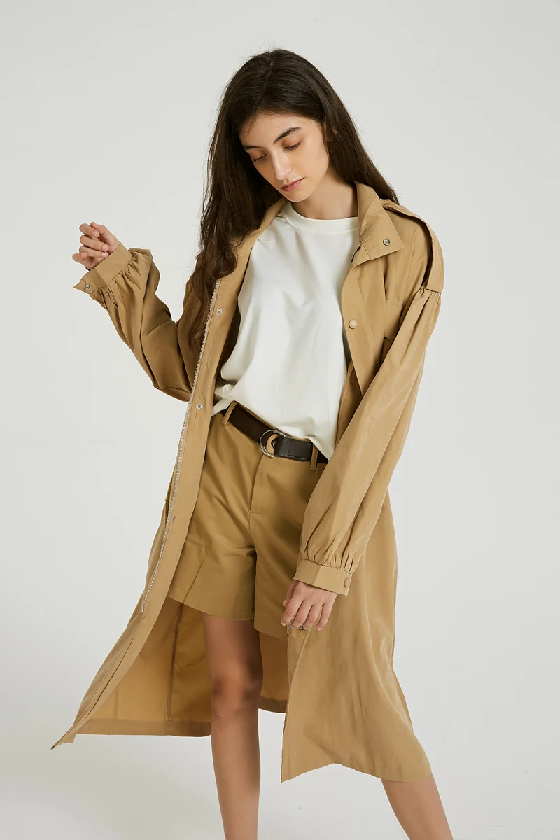 longo outerwear roupas soltas para senhora com cinto casual outerwear