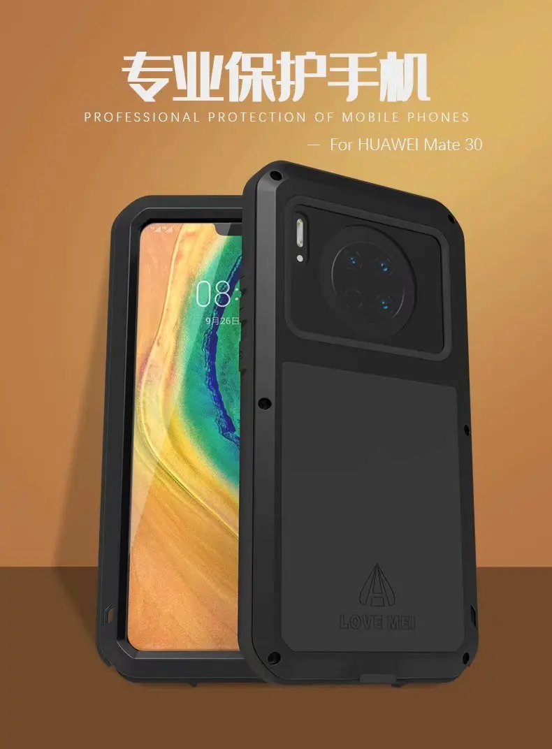 LOVEMEI водонепроницаемый металлический чехол для телефона для huawei mate 30 задняя крышка противоударный