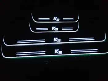 

Acrylic door sill plate strip with led decorative welcome light moving door scuff for Kia k3 cerato