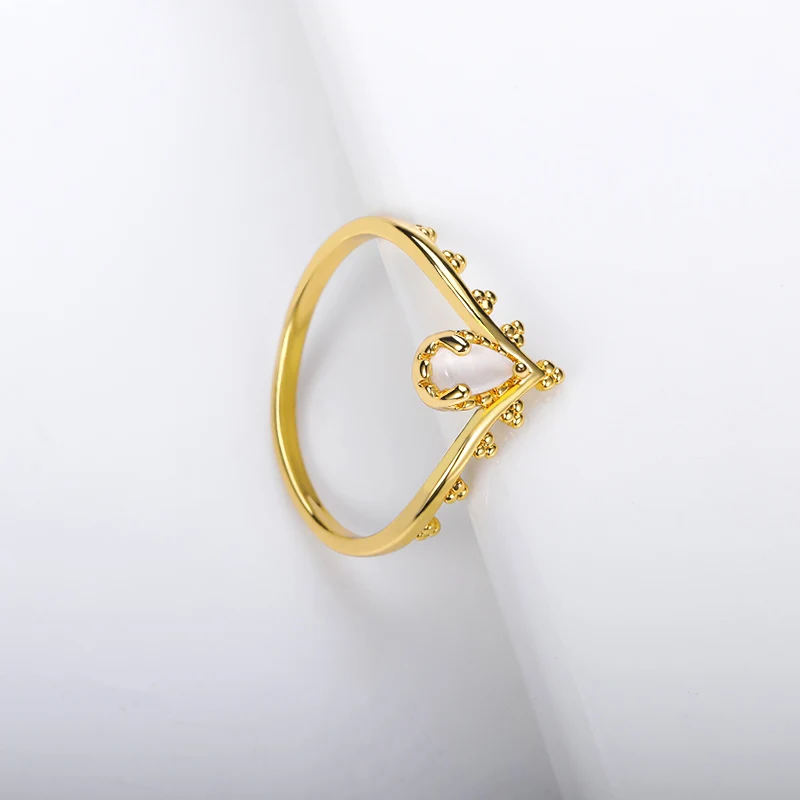 Trendy Finger Women's Ring White Opal Lace V Shape Ring Vintage Stainless Steel Accessories Aesthetic Jewelry Mother's Day Gift
