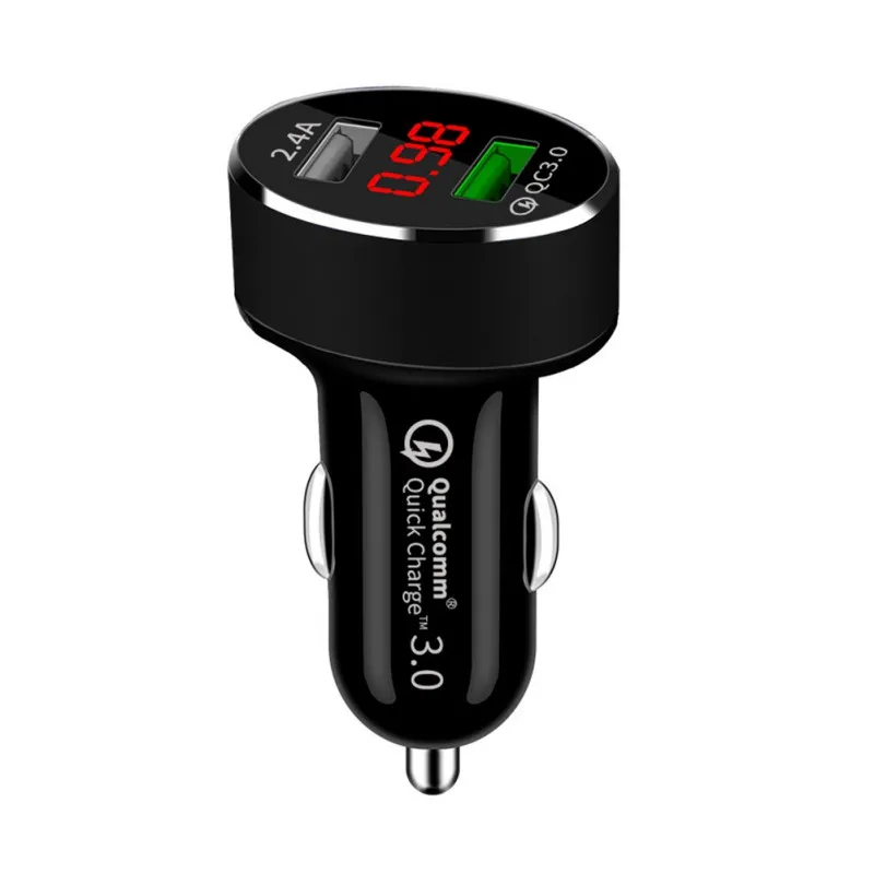 Быстрая зарядка светодиодный дисплей QC3.0 автомобильное зарядное устройство для мобильного телефона двойной зарядное устройство usb - Название цвета: 1