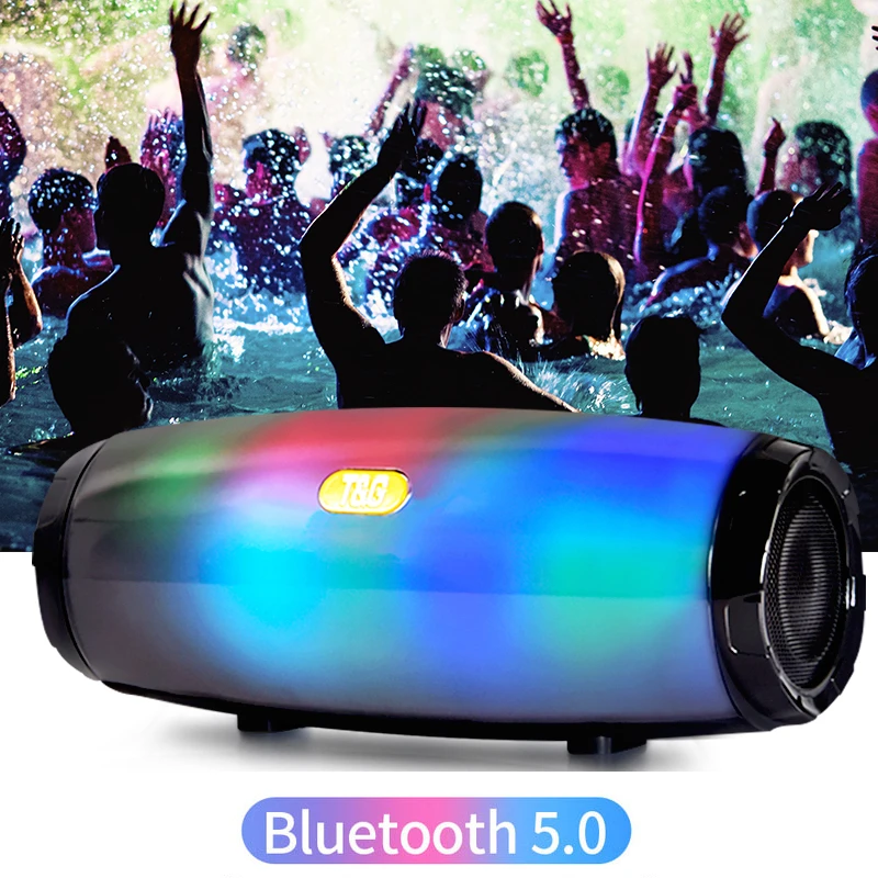 Портативный динамик Bluetooth 5,0 Колонка Bluetooth динамик беспроводной бум бокс открытый бас TF fm-радио светодиодный светильник TF HIFI сабвуфер