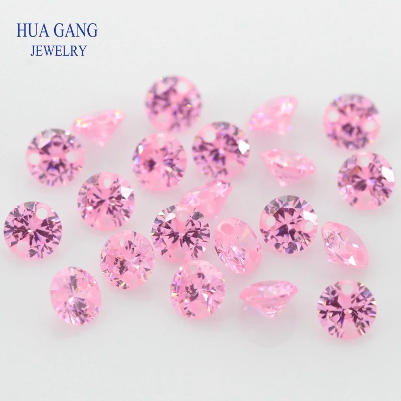 Double Holes Cubic Zirconia AAAAA Pink CZ Loose Stones For DIY Jewelry Wholesale Beads High Quality CZ With Holes