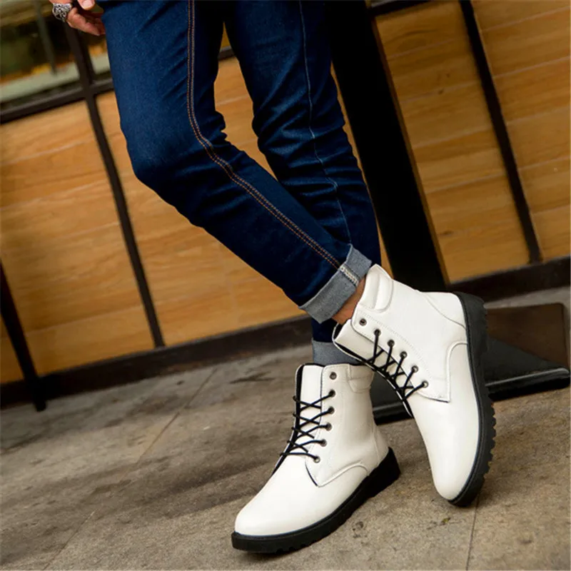 

Autumn and winter high to help casual men's tooling boots men's tide shoes plus velvet thick men's cotton shoes