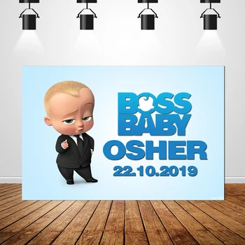 

Sxy1636 Little Men Boss Baby Birthday Party Backdrop For Photo Studio Newborn Custom Name Photography Backgrounds7x5FT
