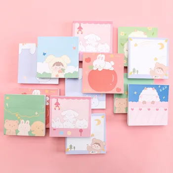 

Cartoon Sticky Notes Memo Pad Stationery Sticker Students Bookmark Paper Lovely Office Notepad Kawaii Square Stickers 80 Sheets