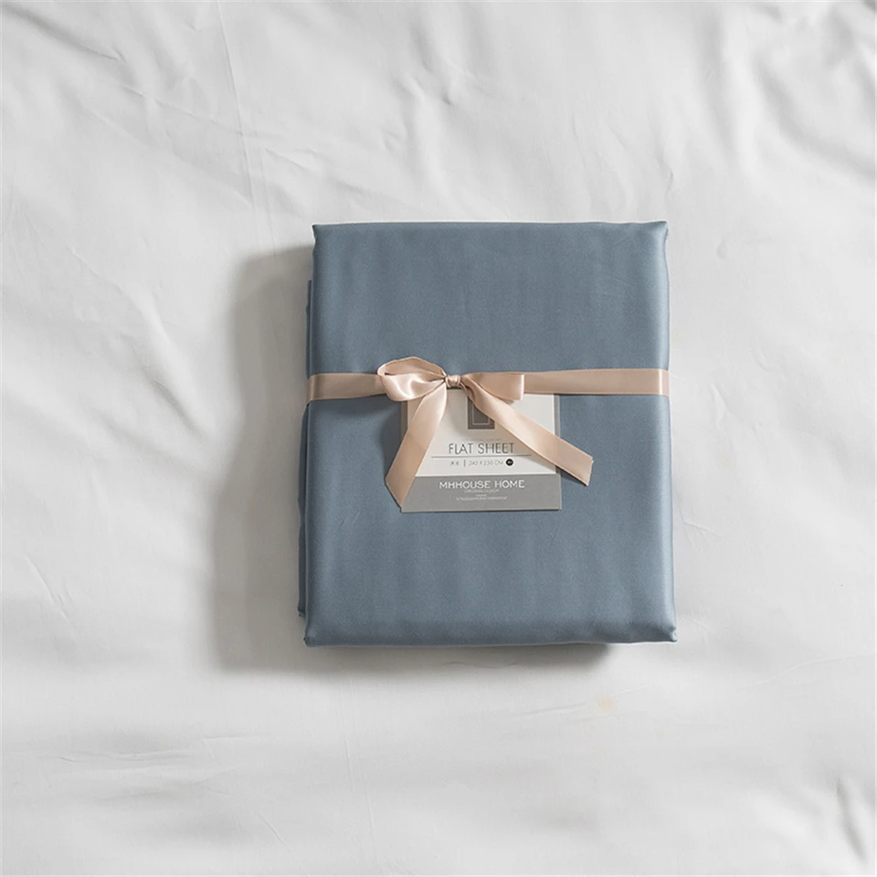 Slowdream 100% шелковой ткани роскошные плоский лист белье сплошной цвет двойной набор постельного белья Queen King лист 1 шт. для подарка домашний
