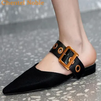 

Brand Chentel Noble Sandalias Mujer 2019 Flats Heels Women Sandals Four Style Summer Shoes Outside Black Color Beach 35-40 Size