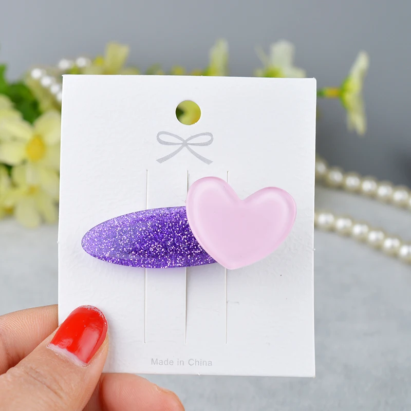 8 Heart 1 упаковка модный дизайн девушки красивый цветной круглый/звезда/Сердце шаблон заколки для волос милые детские аксессуары для волос А4 - Цвет: 8 Heart
