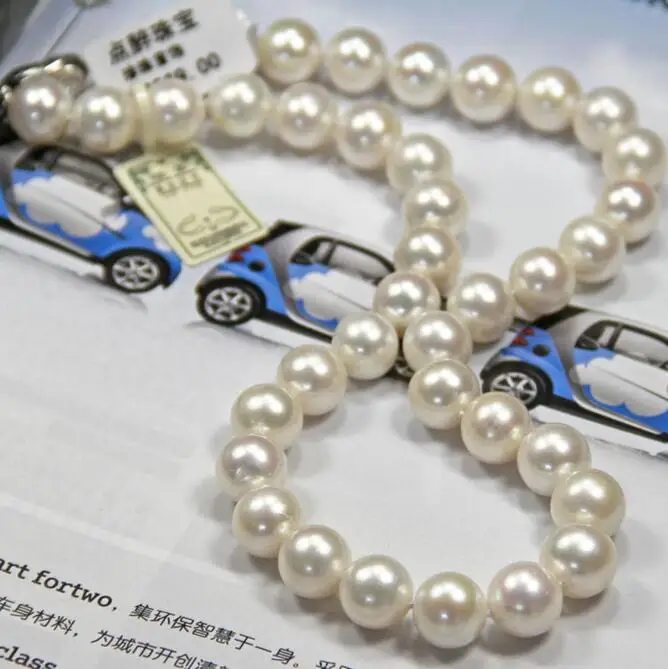 fine jewelry gorgeous 10-11mm light shine round white freshwater pearl necklace 18INCH genuine female send mom 925 silver clasp