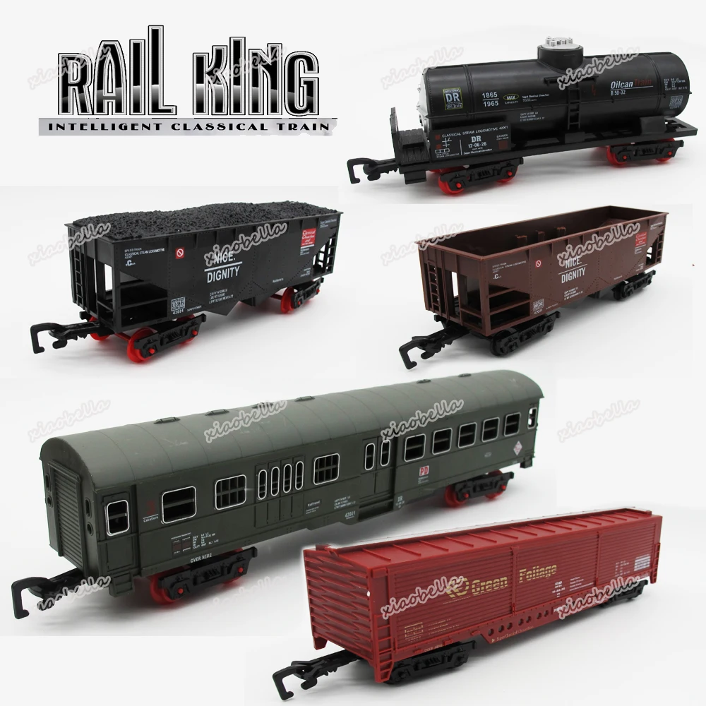 Train Track Cargo Car Carriage Wagons Models Guage Accessories DIY Toy Classic Electric Trains Rail King Railway Trian Track Set with remote controller children s electric train double baby dual drive rechargeable retro stroller with one railway carriage