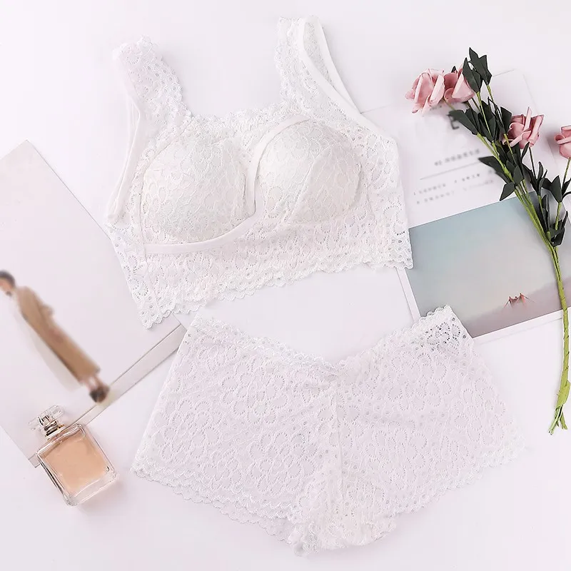 Sexy Lingerie pink underwear Floral Lace Hollow Out Transparente Bra Panties Set underwear set women japanese fashion conjunto