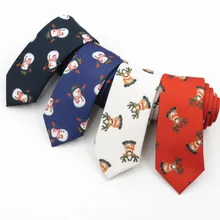 Обтягивающий Рождественский мужской модный Повседневный галстук из полиэстера с принтом оленя и снеговика для мужчин, профессиональный тонкий галстук 6 см