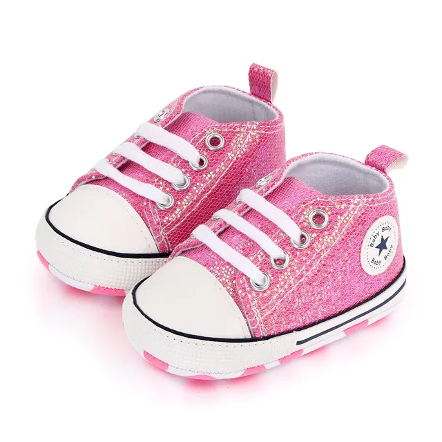 2021 Newborn Sequined Canvas Baby Sneakers Baby Shoes Baby Boys Girls Shoes Baby Toddler Shoes Soft Sole Non-slip Baby Shoes 3