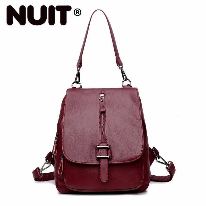 

Female Backpacks Sac A Dos Women Leather Backpacks High Quality Vintage Bagpack Ladies Solid Multifunction Travel Back Pack