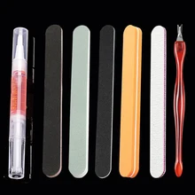 7 шт./пилочки для дизайна ногтей, питательные масляные буферные губки, полировка, Гель-лак, акриловые Инструменты для педикюра, набор для ногтей, профессиональный набор