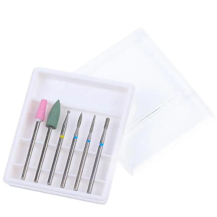 Estilos de Silicone Broca da Arte do Unha Vários Unha Polonês Cabeça Moagem Bit Quartzo Cerâmica Aço Ferramenta Gel Remoção Polimento Kits 6pcs 5 cabeça moagem bit quartzo cerâmica aço ferramenta