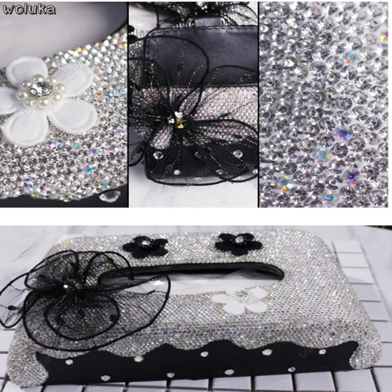 Автомобиль с алмазной тканевой коробкой красивый бриллиант насосный лоток Кристалл Алмаз Украшение автомобиля Принадлежности CD50 Q04