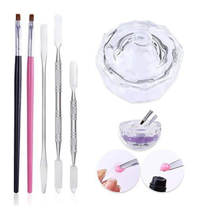 Quick Building Poly UV Builder Tools Liquid Container Finger Extension Nail Art Tool Set New Hot Nail Art Tool - Color: 1 set 6pcs