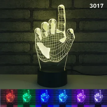 

Acrylic 3D LED Night light Gesture luminaria lampara 7 Color Change Colorful USB Desk Lamp Creative Table lamp Gift​
