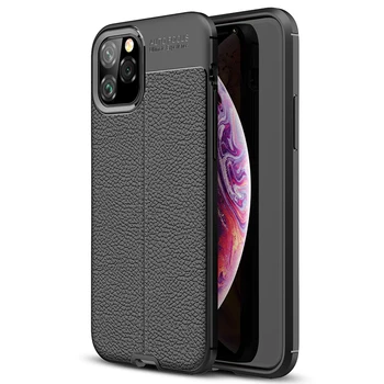 

500pcs Hybrid Armor Litchi Pattern Soft TPU Silicone Cover For iPhone 11 Pro Max XS XR X 8 7 6 6S Plus Leather Shockproof Case