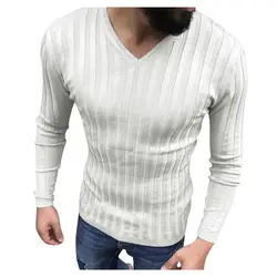 JAYCOSIN рубашка с длинным рукавом и v-образным вырезом мужской пуловер новый тренд Повседневная приталенная строчка карман уличная