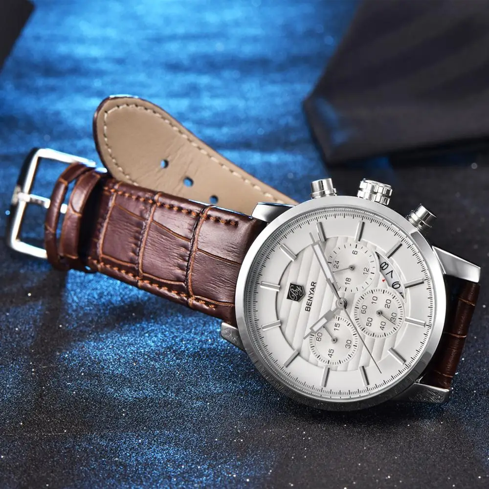 Reloj Hombre BENYAR 43 мм модные спортивные мужские часы с хронографом лучший бренд класса люкс военные кварцевые часы Relogio Masculino