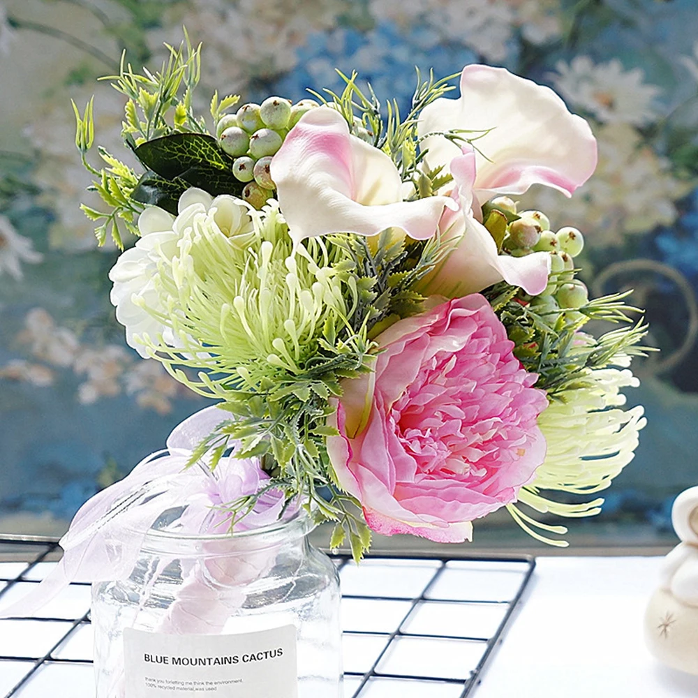 New 1Bunch Artificial Peony Decorative Party Silk Fake Flowers Peonies For Home Hotel Decor DIY Wedding Decoration High Quality