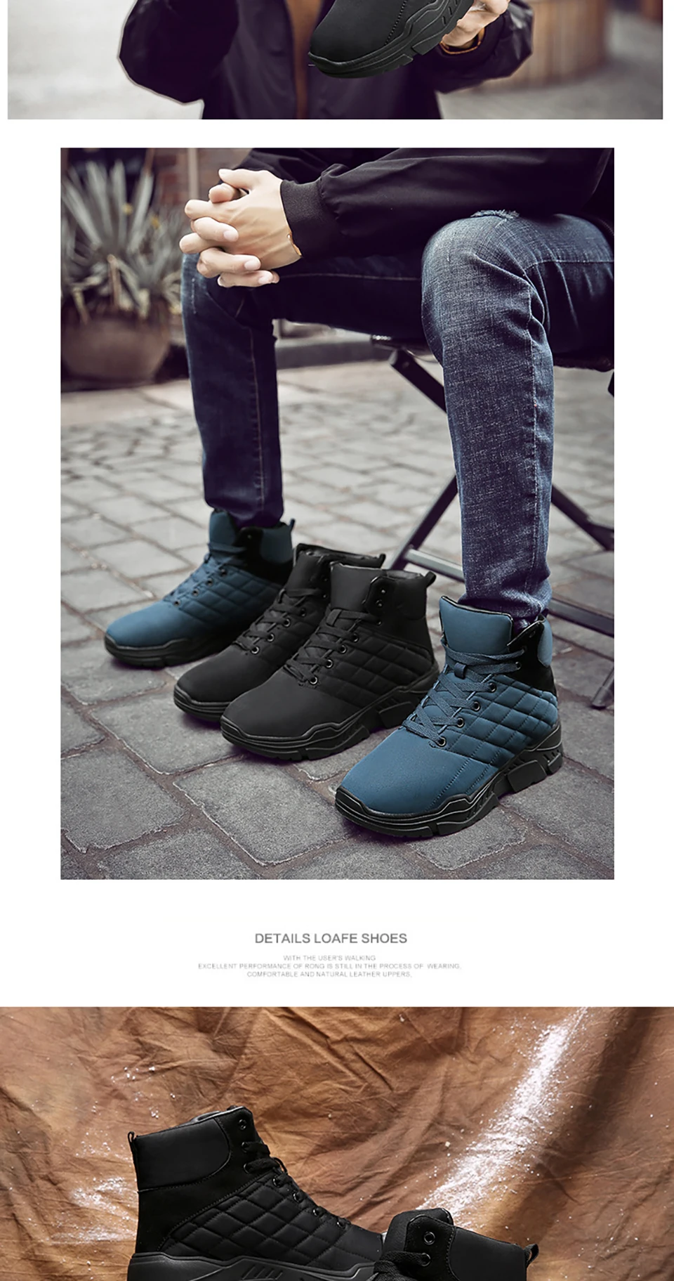 39-46 boots winter warm Non-Slip Comfortable winter men shoes#NX1820