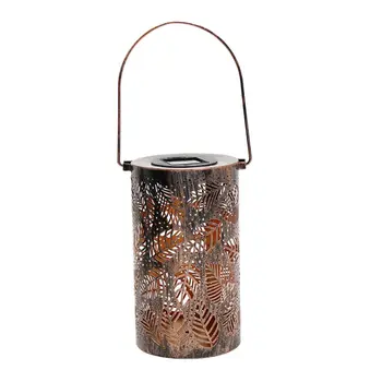 

Waterproof Solar LED Lantern Light Garden Metal Leaf Pattern Hanging Lamp Decor