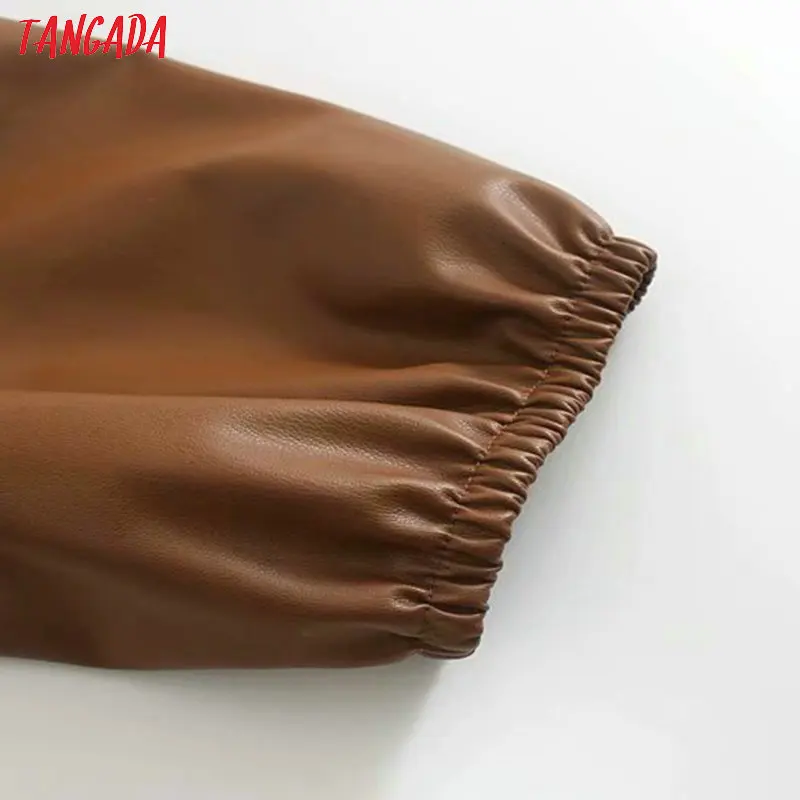 Top Buy magXZ Tangada women brown PU faux leather dress short sleeve retro 2020 fashion elegant office ladies A line midi dress vestido 5Z120 Top Buy magXZ Tangada women brown PU faux leather dress short sleeve retro 2020 fashion elegant office ladies A line midi dress vestido 5Z120