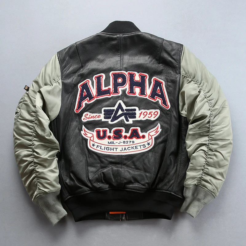 Promotion AH138 US air force flight pilot goat leather jacket genuine goat leather rider jacket family looking clothing parent & son dress