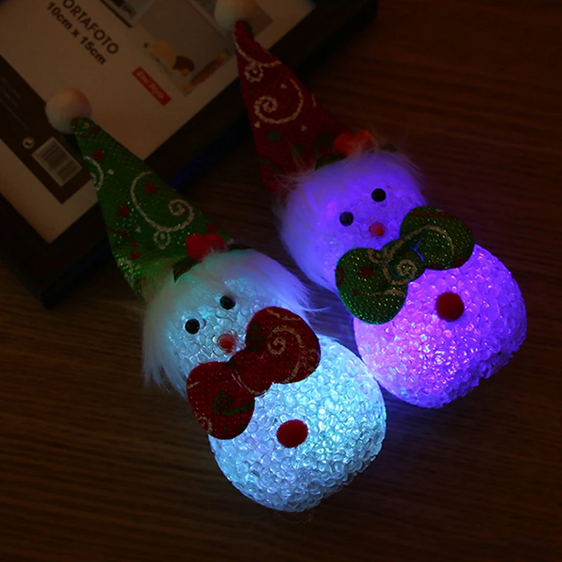 Cute Christmas Tree Ornament Decoration Doll Light Toy Christmas Hat Snowman LED Night Light Doll Toy For Home Party