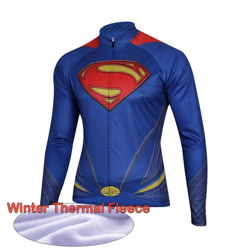 

Marvel Avengers Superman Mens Long Sleeve Cycling Jersey Winter Warm Cycling Clothing Maillot Ropa Ciclismo Mtb Pro Bike Tops