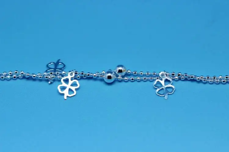 Модные 925 стерлингового серебра anklets Для женщин ювелирные изделия винтажный браслет с клевером Женские аксессуары анклет вечерние Bijou
