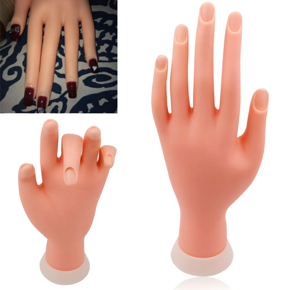 

1pcs Nail Practice Model Hand Flexible Movable Soft False Fake Hand Silicone Prosthe for Nail Art Training Display Manicure Tool