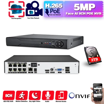 

NVR Poe 8ch Cctv Ip Camera Video Surveillance Recorder Support Onvif Rj45 5mp HD Resolution Network Video Recorder H.265 Xmeye