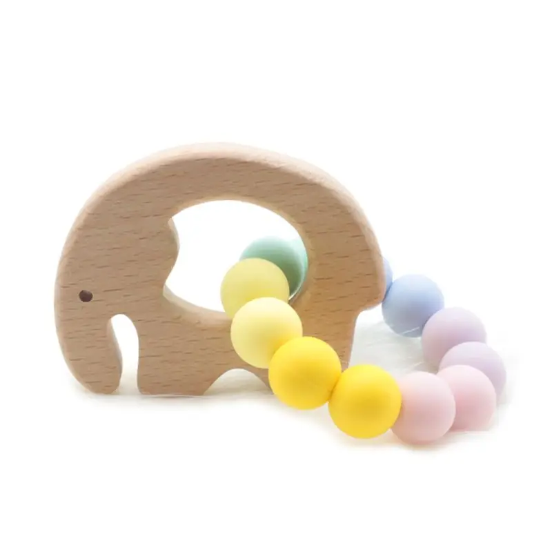 1 шт. Мультяшные животные Детский браслет для прорезывающихся зубов детские Буковые деревянные силиконовые бусины молярные игрушки H3CD - Цвет: 4