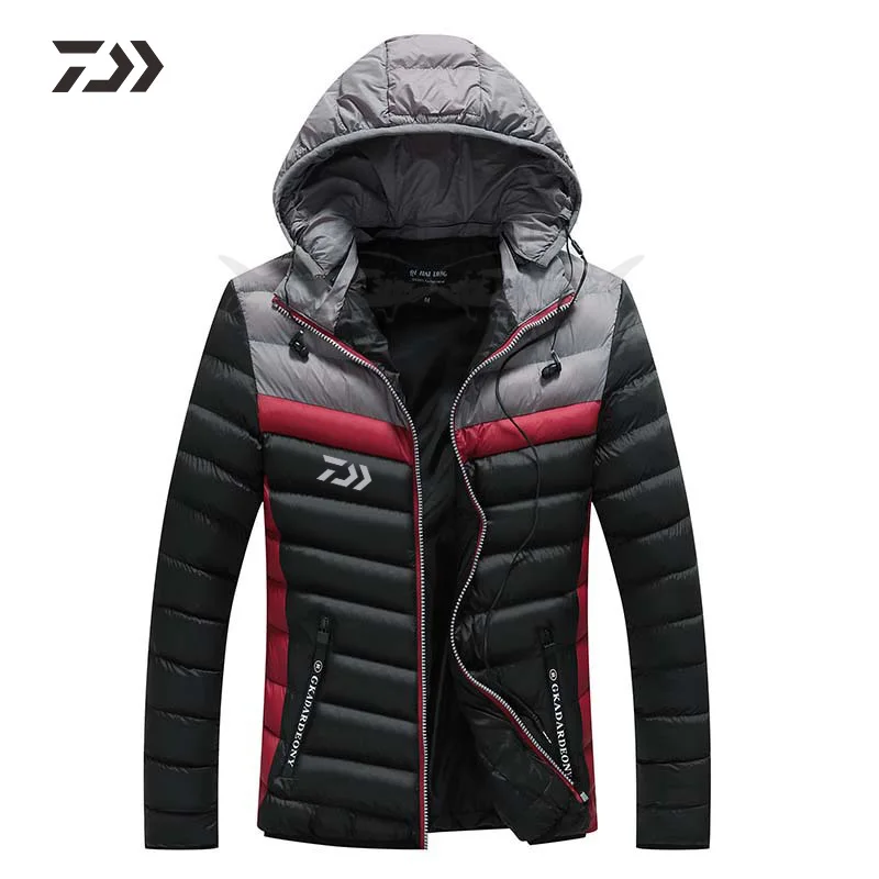 Daiwa Jacket Fishing Clothing Men Clothes For Winte Shitr Keep Warm Thicken Zipper Patchwork Hooded Outdoor Sports Fishing Shirt