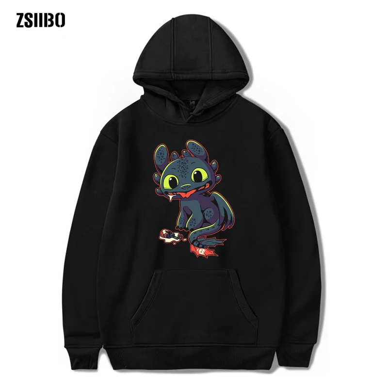 BLACK ZSIIBO How to Train Your Dragon Toothless Hoodie Apparel Sweatshirt Casual Turtleneck Men's Jacket Hooded DIYWGWY16 - Цвет: BLACK
