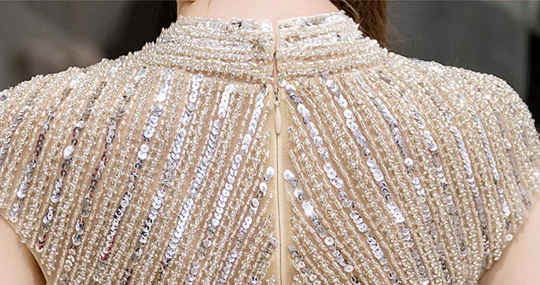 Vestido de festa, бисероплетение, Русалка, вечерние платья, длинное платье, новая мода, высокий ворот, Золотое вечернее платье, Robe De Soiree