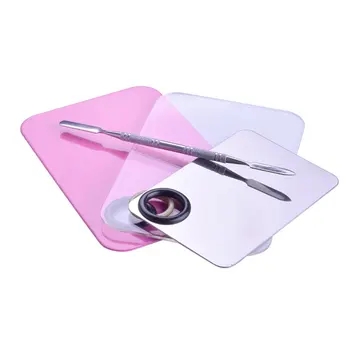 

Makeup Palette Clear Acrylic Nail Stamping Plates Polish Gel Mixing Spatula Foundation Eyeshadow Stainless Steel Rod Manicure
