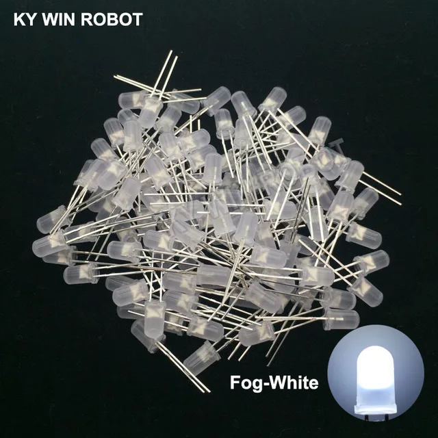 100pcs 5mm LED Diode 5 mm Assorted Kit White Green Red Blue Yellow Orange Pink Purple Warm white DIY Light Emitting Diode 100pcs Fog-White