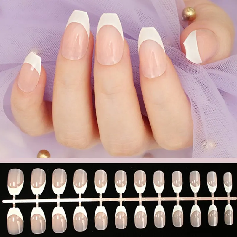 Short Matte Coffin Nails False Frosted Gray Faux Ongles With Autocollant Ballerina Shape Artificial Full Cover Fake Nails Matt - Цвет: 13-514