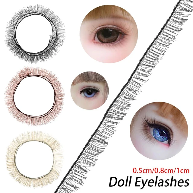 20cm False Eyelashes for Dolls Black Brown Tawny 3 Colors Doll