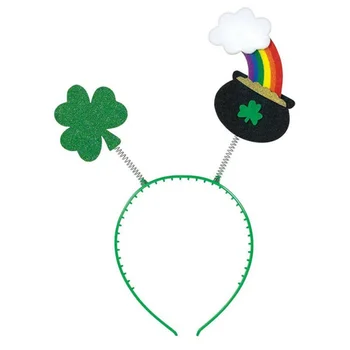 

3pcs Party Festival DIY Decoration Set Green Necklace Badge Headband Novelty Funny Ornaments Plastic Photo Props