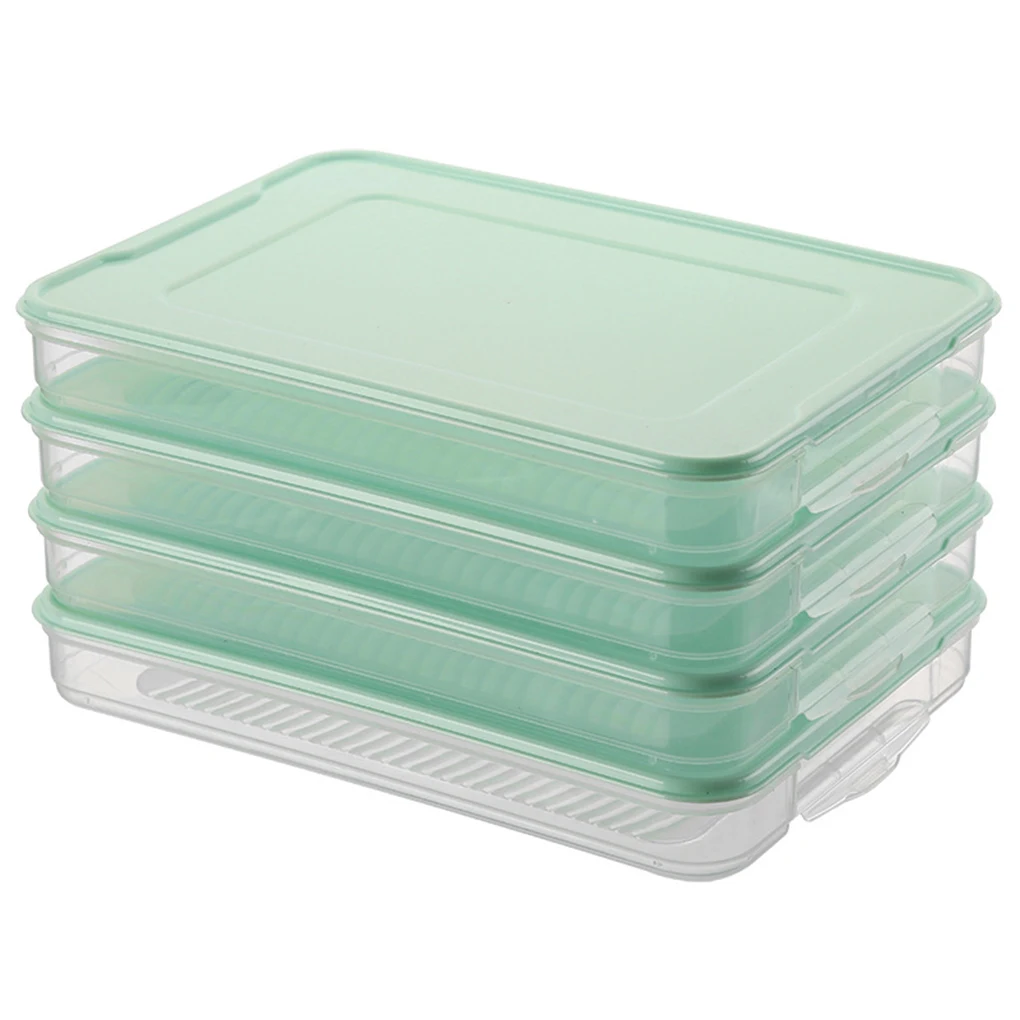 

Kitchen Food Organizer Plastic Dumpling Storage Box Transparent Refrigerator Food Container Holder
